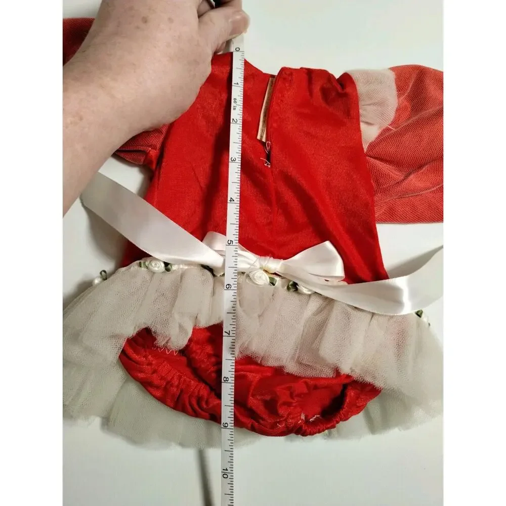 Vintage Doll Ballet Outfit Red - White Tulle - 8.5